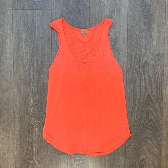 Aritzia Wilfred Free Muscle Tee T-shirt Bright Orange Burnout Sleeveless Size XS - Picture 1 of 9